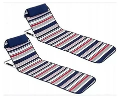 2 x reguliuojamas sulankstomas paplūdimio kilimėlis-gultas jūreiviško stiliaus
