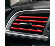 20 automobilių oro kondicionavimo dekoratyvinių juostelių rinkinys, u formos juostelės oro angoms, "pasidaryk pats" dekoro priedai, automobilio oro išleidimo anga, interjero juostelės, dekoratyvinė oro kondicionieriaus anga, apdailos juostelės (raudonos)