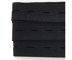 20 m elastinė guma su kilpelėmis 20 mm pločio elastinė juosta su kilpelėmis elastinė siuvimo juosta siuvimui, juoda, (332, 20 mm x 20 m)
