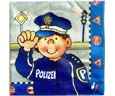20 popierinių servetėlių Police Paul the Police vaikų gimtadienio vakarėliams ir teminiams vakarėliams