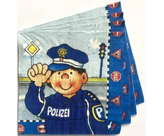 20 popierinių servetėlių Police Paul the Police vaikų gimtadienio vakarėliams ir teminiams vakarėliams