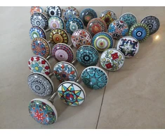 20 rankų darbo mandala spalvingų keraminių ir metalinių rankenėlių rinkinys Knobsworld