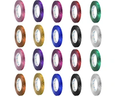 20 ritinėlių metalizuotų serpentinų, 5 mm x 10 m dovanų juostelė rankdarbiams, blizganti juostelė, vestuvių dovanų juostelė, spalvingos juostelės vakarėliams ir gimtadienio dekoracijoms (10 spalvų)