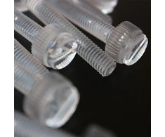 20 skaidrių permatomų plastikinių akrilinių varžtų su galvute pakuotė, su grioveliu + rifliuotas M6 x 20 mm
