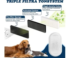 20 vnt. kačių fontano filtrų geriamajam fontanui, nerūdijančio plieno putų filtras + aktyvintos anglies filtras, geriamasis fontanas katei, kačių fontanas, anglies filtras, trigubo filtravimo filtras