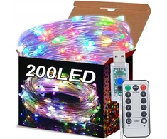 200 led eglutės lemputės vielutės 20m usb lemputės su nuotoliniu valdymu daugiaspalvės
