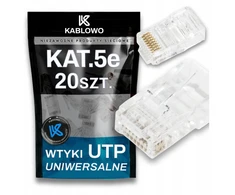 20x Rj45 8p8c utp cat.5e kat.5e universalios jungtys kablowo