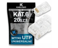 20x Rj45 8p8c utp cat.6 kat.6 universalios jungtys kablowo