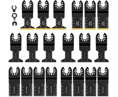 23 dalių multitool pjūklų rinkinys bimetaliniai titano multitool priedai su colių milimetrų skale suderinamas milwau-kee osciliuojančių priedų rinkinys skirtas medžiui metalui