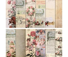 24 vnt. vintažinio scrapbooking popieriaus rinkinys, 12 dizainų, vienpusis scrapbooking popierius, rožių estetika, dekoratyvinis rankdarbių popierius, rankų darbo valentino dienos kartonas scrapbooking "pasidaryk pats" amatų nuotraukų dekoravimui