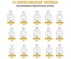 240 Vigrue Plokščių Poveržlių Rinkinys, 7 Dydžiai M3-m12, Nerūdijantis Plienas