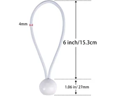 25 vienetų bungee virvių su kamuoliuku rinkinys, 15 cm, elastinė rišimo virvė, palapinės guma, guminis įtempiklis su kamuoliuko išplėtimo kilpomis reklamjuostėms, brezentams, pavėsinėms, reklaminiams stendams, palapinėms, juoda