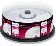 Vinilinė plokštelė 25 vienetų philips 4x dvd+rw diskai