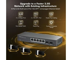 Šakotuvas 2.5g/10g tinklo jungiklis su 5x2.5gbe ir 2x10g Sfp lizdais