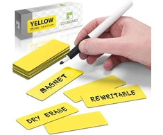 2doboard Magnetinės juostelės, ant kurių galima rašyti – 7,5 cm x 2,5 cm geltonos – 25 vnt. pakuotė – magnetinės lentelės, skirtos rašymui – šaldytuvui, lentai ir juodai lentai – magnetinės etiketės