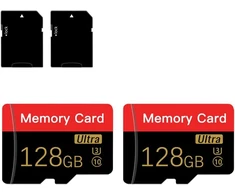2x 128gb Micro Sd kortelės su adapteriu, C10/u3/uhs-i/a1