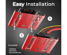 2x Montavimo Rėmelis 2.5" Ssd/hdd į 3.5" Adapteris Raudonas