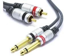 2x Rca į 6.3 mm Jack kabelis, 1.5 m, stereo garso adapteris