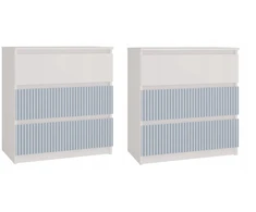 Top E Shop 2x Topeshop Komoda su 3 stalčiais Malwa 70x75x40cm Arteso Mėlyna spalvos, mėlyna