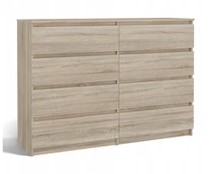 2x Topeshop Komoda su 8 stalčiais Malwa 138x97x40cm, ąžuolo sonoma spalvos