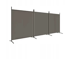 3 dalių pertvara, antracito spalvos, 525x180 cm, audinys