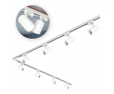 3 fazių bėgių sistema, 2m+2m bėgis, L dešinė, 8x gu10 baltas reflektorius