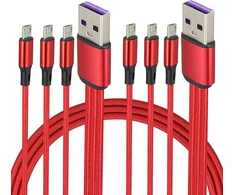 3-in-1 Usb 2.0 Micro Kabelis, 1.2m, Raudonas (2 vnt.)
