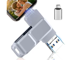 3-in-1 usb atmintinė 512 gb atmintinė su usb-c adapteriu telefonui/android/planšetiniam kompiuteriui/pc/nešiojamam kompiuteriui, išorinė nuotraukų atmintinė - efektyvus nuotraukų/duomenų/dokumentų atsarginis kopijavimas, suderinama su ios ir android, pilk