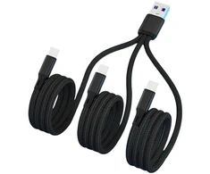 3-in-1 Usb-c įkrovimo laidas, 120 cm, greitas įkrovimas ir duomenų perdavimas