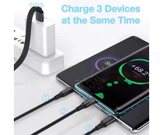 3-in-1 Usb-c įkrovimo laidas, 120 cm, greitas įkrovimas ir duomenų perdavimas