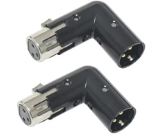 3 kontaktų xlr 90 laipsnių adapteris, reguliuojamas vyriškas į moterišką stačiu kampu xlr adapteris dmx kabeliui, juodas (2 vnt.)