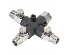 3 krypčių 1/8, reguliuojamas metalinis aerografo skirstytuvas