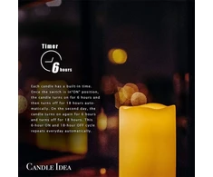 3 Led Žvakės su Laikmačiu Lauko Vestuvėms - 10, 12.5, 15cm