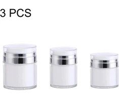3 losjono kremo dozatorių rinkinys, losjono buteliukas su pompa, daugkartinio naudojimo, konteineris su pompa, plastikinis, vakuuminis kosmetikos konteineris, kremo dozatorius su pompa, tuščias, daugkartinio naudojimo oro neturintis losjono indelis kelion