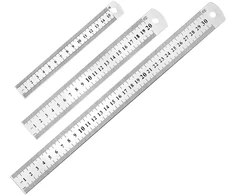 3 nerūdijančio plieno liniuotės, liniuotės, matavimo įrankiai, tinkami inžinerijai, mokymui ir biurui, 15 cm/20 cm/30 cm (4, 8, 12 colių)