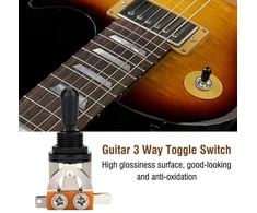 3 padėčių gitaros jungiklis su žalvariniu rankenėle, juodas
