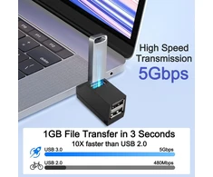 3 prievadų Usb šakotuvas: 1x Usb 3.0, 2x Usb 2.0, nešiojamas