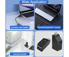 3 prievadų Usb šakotuvas: 1x Usb 3.0, 2x Usb 2.0, nešiojamas