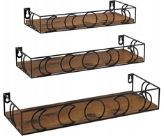 3 sieninių lentynų rinkinys iš mdf ir metalo – dekoratyvinis organizatorius
