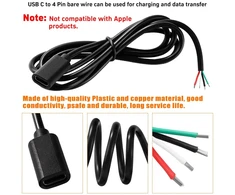 3 vnt. Usb-c jungties laidas su atvirais galais, 100 cm, 5v 3a