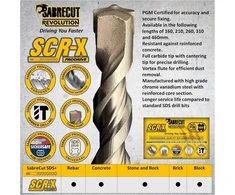 3 x Sabrecut Sdsc55_3 5.5mm x 260mm Pgm patvirtinti Sds Plus grąžtai akmeniui betonui plytoms