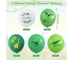 30 dino balionų rinkinys, dinozauro gimtadienio dekoracija, džiunglių dino balionas, juros periodo dino latekso teminiai balionai vaikams (30 cm)