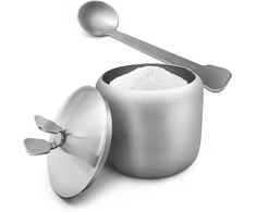 300 ml cukraus indelis 304 nerūdijančio plieno prieskonių indelis namų prieskonių indelis metalinė skardinė virtuvinis cukraus indas su dangteliu ir šaukšteliu prieskoniams, cukrui, kavai, arbatai, pipirams (style-5)