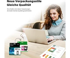 301 Xl juodas pakaitalas hp 301 rašalo kasetėms, spausdintuvo kasetė hp 301 juoda, suderinama su envy 4500 5530 5534 deskjet 2544 2549 officejet 2620 4630 4632, 1 pakuotė