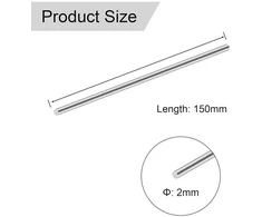 304 nerūdijančio plieno strypai, 150 mm ilgio, 2 mm skersmens, vientisas nerūdijančio plieno veleno tekinimo staklių strypas sodo dekoravimui, pramoninėms mašinoms, "pasidaryk pats" amatams (3 vnt.)