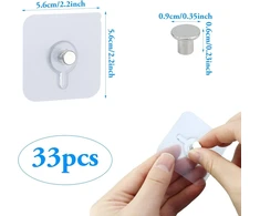 33 vienetų lipnių paveikslų kabliukų rinkinys, skaidrūs lipnūs kabliukai, paveikslų pakabos, nereikia gręžti, paveikslų pakabos, lipnūs paveikslams, plakatams, nuotraukoms, dekoratyviniams paveikslams, maksimali apkrova 5kg
