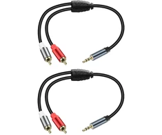 3.5 mm į 2 Rca Audio Kabelis, Paauksuotas, 0.3m (2 vnt.)
