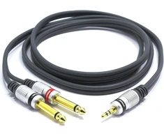 3.5 mm į 2x 6.35 mm Jack Audio Kabelis 1.5 m