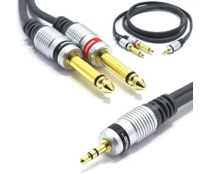 3.5 mm į 2x 6.35 mm Jack Audio Kabelis 1.5 m