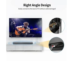 3.5mm į 2 Rca kampinis audio kabelis, 1m, paauksuotas